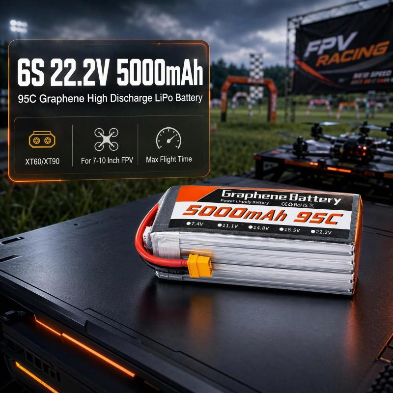 แบตเตอรี่ลิโพกราฟีน 6S 22.2V 5 - 6S Lipo Battery 22.2V 5000Mah บทวิจารณ์และราคา