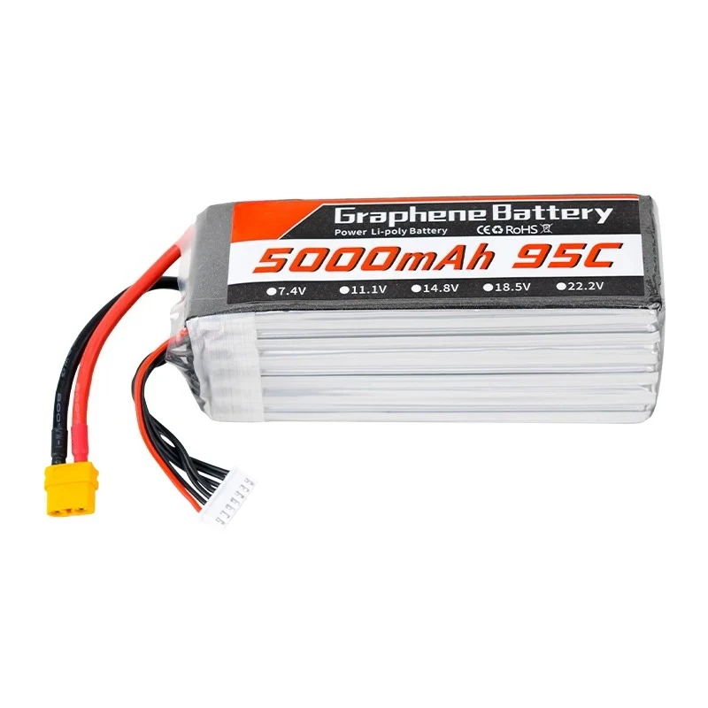 แบตเตอรี่ลิโพกราฟีน 6S 22.2V 5 - 6S Lipo Battery 22.2V 5000Mah บทวิจารณ์และราคา