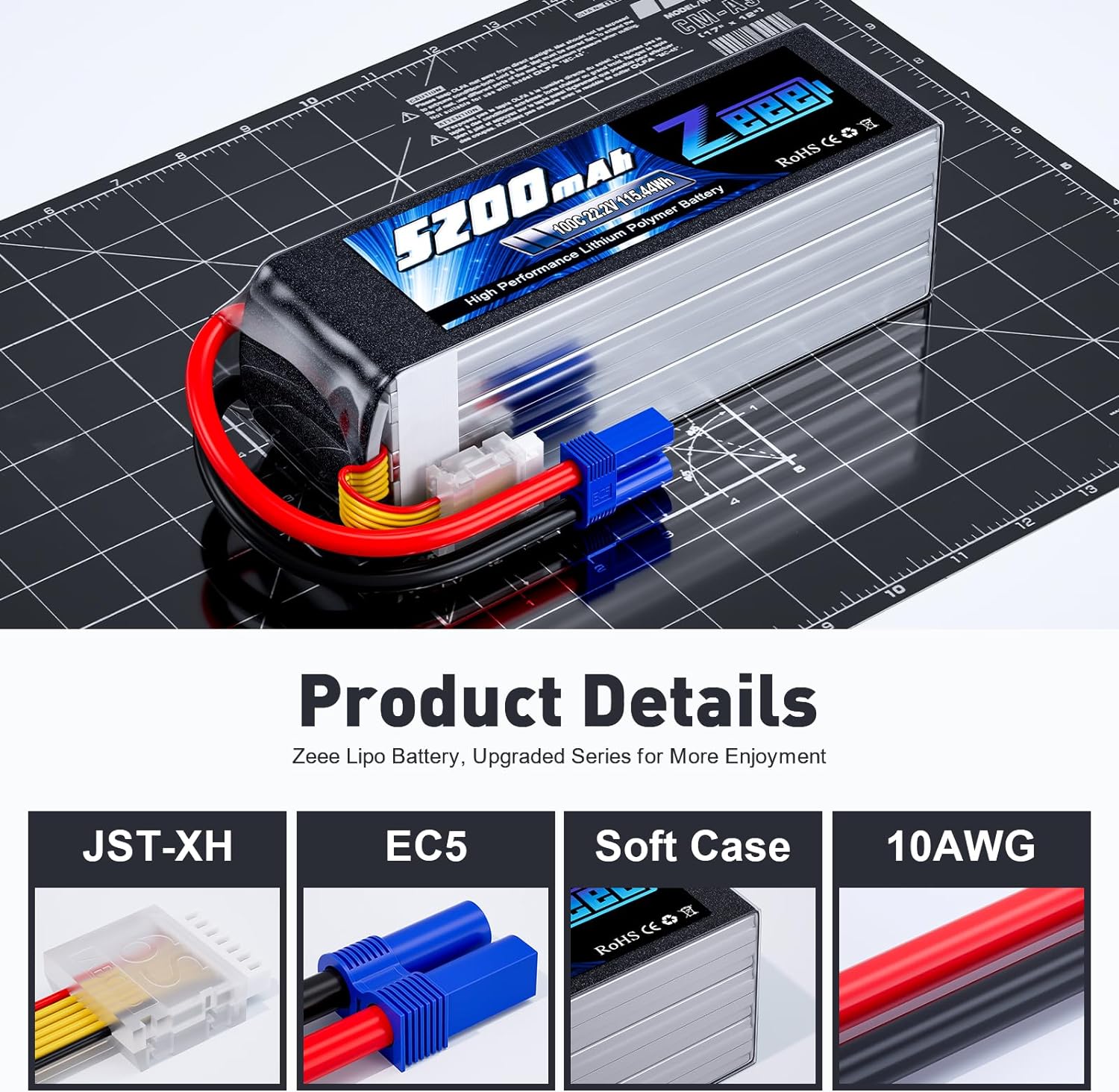 Zeee 6S 5200mAh แบตเตอรี่ Lipo - 6S Lipo Battery 22.2V 5000Mah บทวิจารณ์และราคา