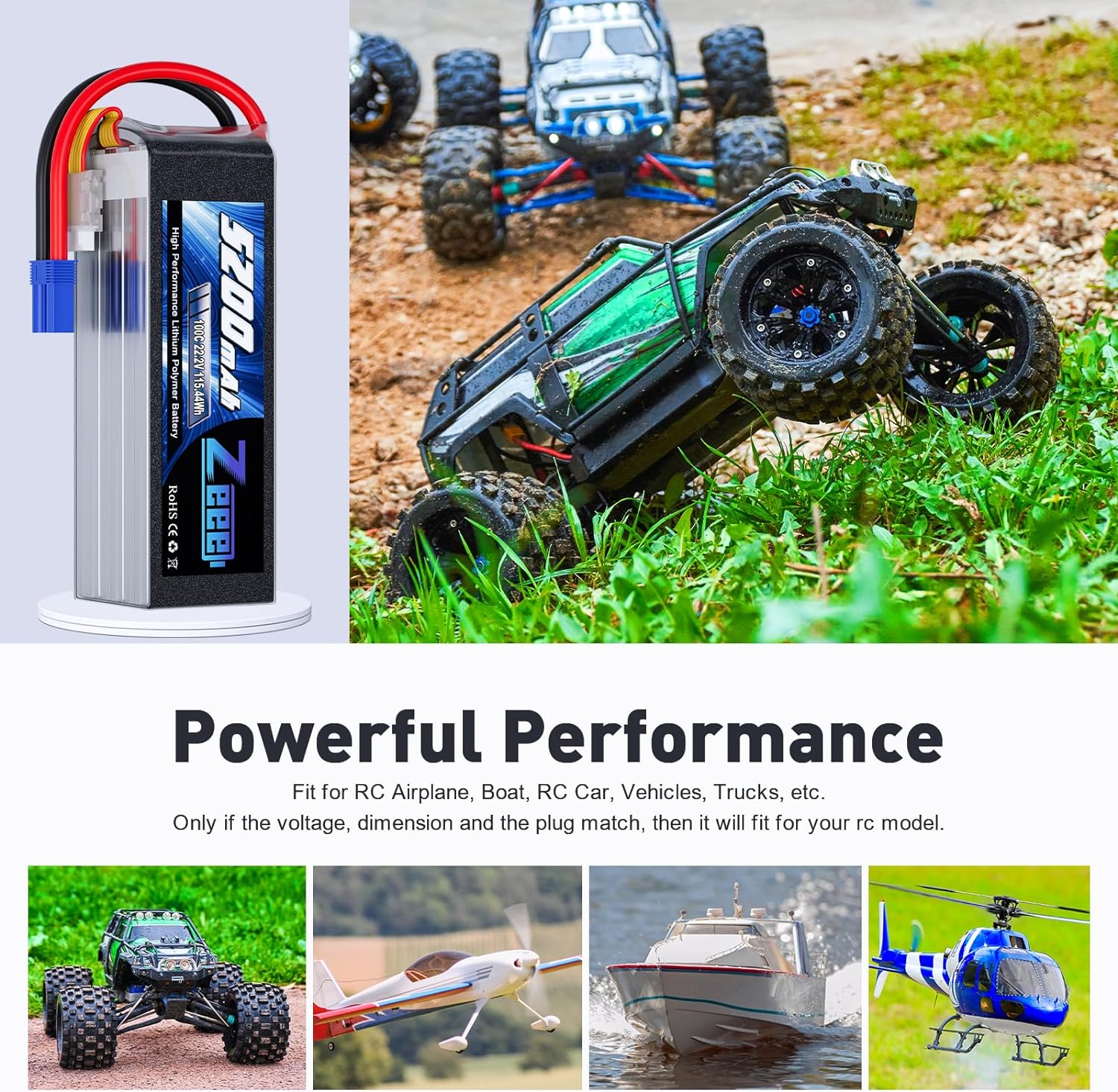 Zeee 6S 5200mAh แบตเตอรี่ Lipo - 6S Lipo Battery 22.2V 5000Mah บทวิจารณ์และราคา